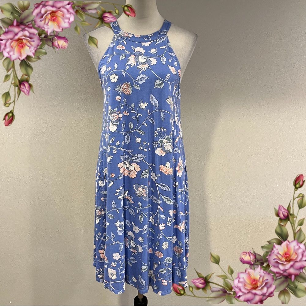 Loft Floral Patterned Halter mini Dress size Small